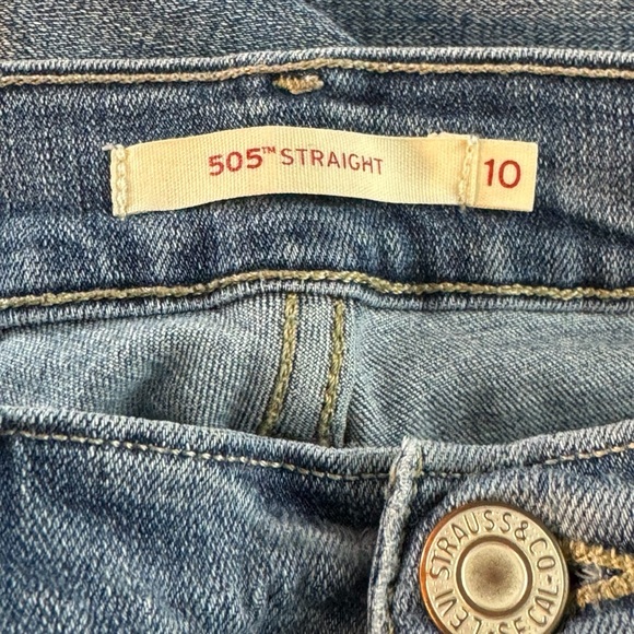 Women’s Levi’s Size 10 Blue 505 Straight Cotton/Viscose/Polyester/Elastane Jeans - Picture 7 of 9